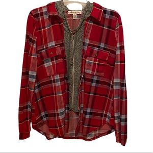 Eye Candy red and Gray with hoodie blouse